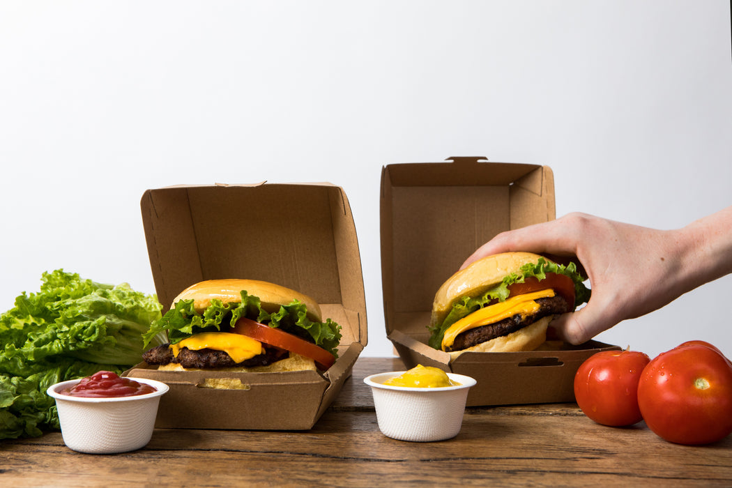 Scatola per hamburger in cartone kraft - 11 cm x 10 cm x 8 cm - 75 pezzi