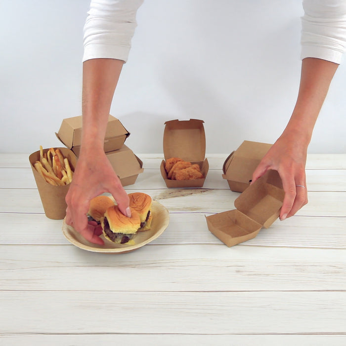Scatola per hamburger in cartone kraft - 11 cm x 10 cm x 8 cm - 75 pezzi