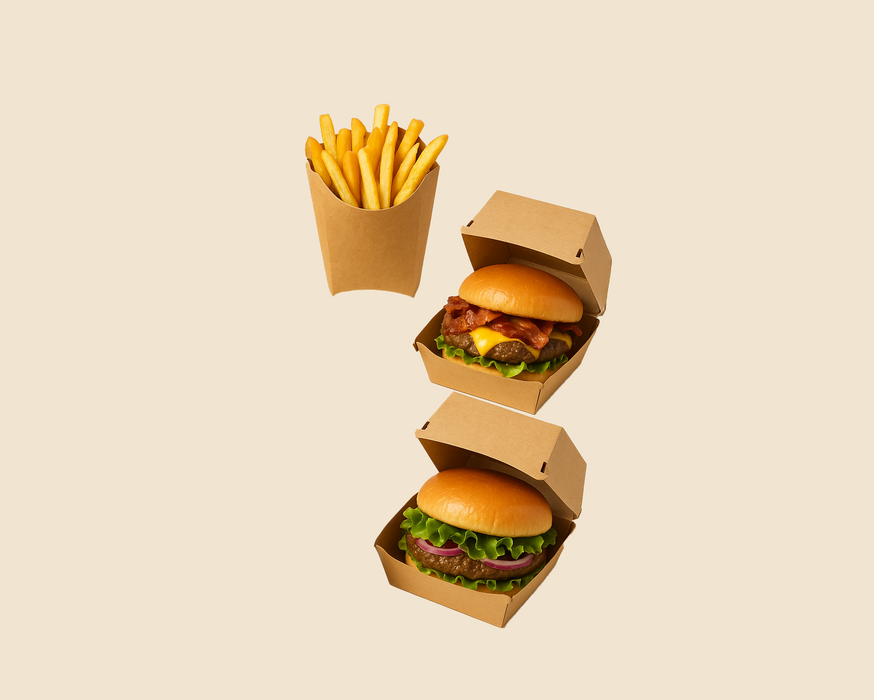 Scatola per hamburger in cartone kraft - 12,6 cm x 12 cm x 7 cm - 50 pezzi