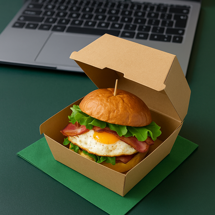 Scatola per hamburger in cartone kraft - 19 cm x 18 cm x 7,5 cm - 100 pezzi