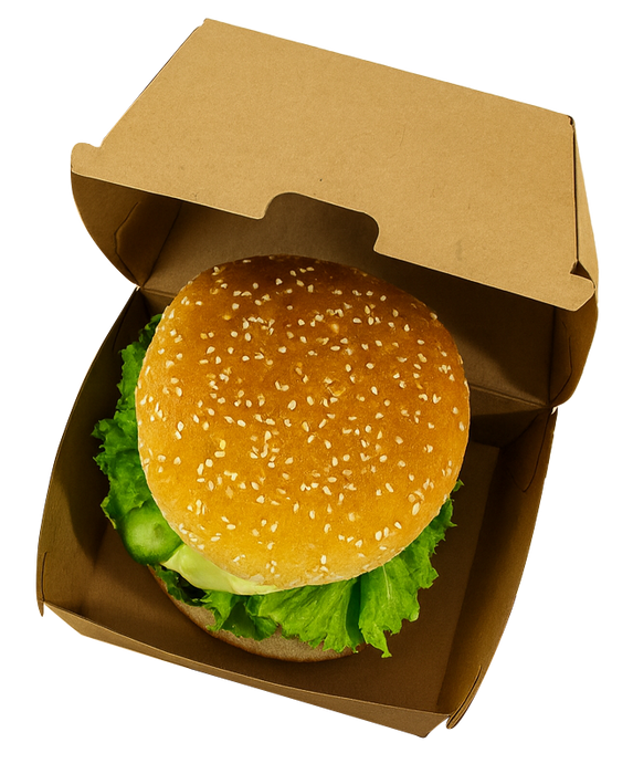 Scatola per hamburger in cartone kraft - 15 cm x 13,5 cm x 8 cm - 50 pezzi