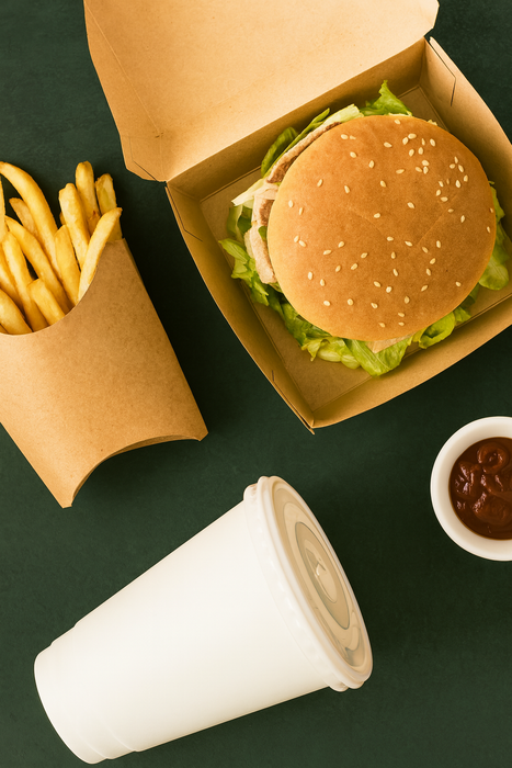 Scatola per hamburger in cartone kraft - 15 cm x 13,5 cm x 8 cm - 50 pezzi