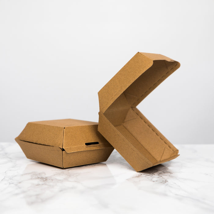 Scatola per hamburger in cartone kraft - 7,5 cm x 7,5 cm x 5 cm - 50 pezzi
