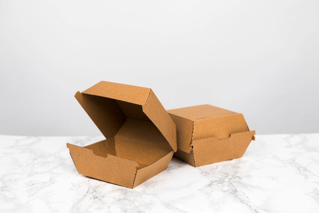 Scatola per hamburger in cartone kraft - 7,5 cm x 7,5 cm x 5 cm - 50 pezzi