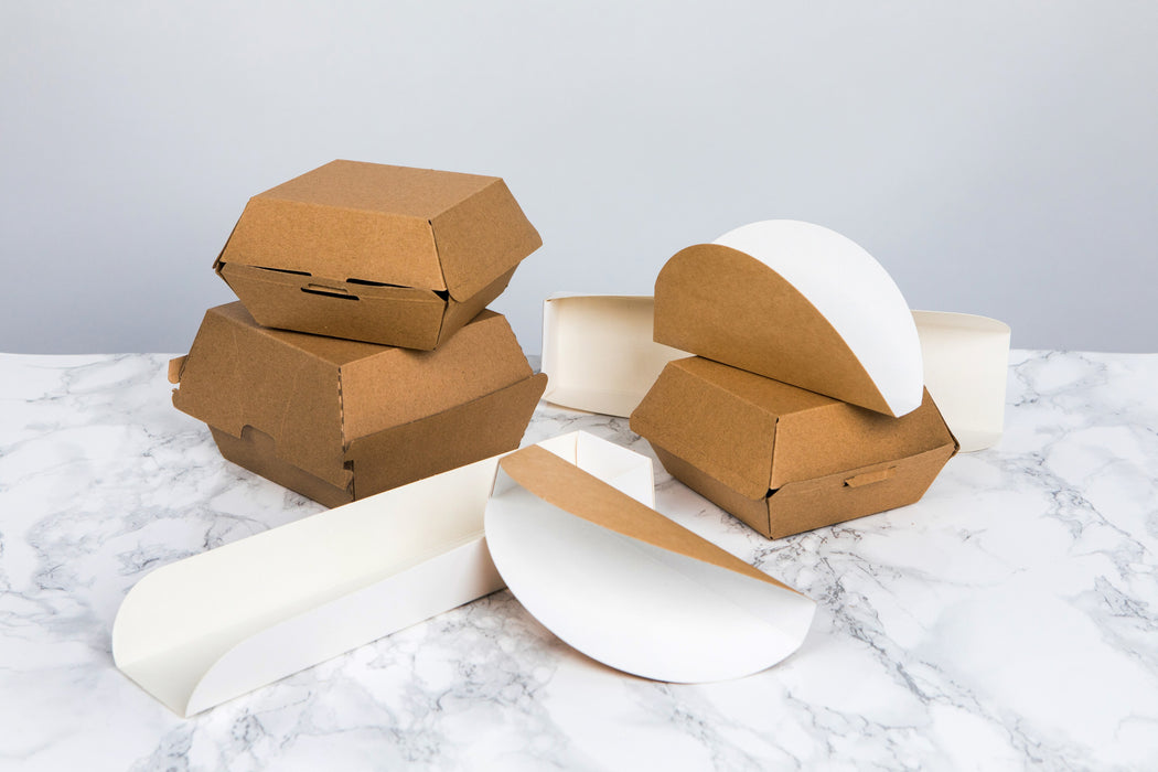 Scatola per hamburger in cartone kraft - 7,5 cm x 7,5 cm x 5 cm - 50 pezzi