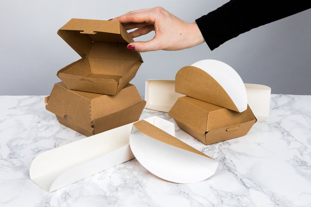 Scatola per hamburger in cartone kraft - 7,5 cm x 7,5 cm x 5 cm - 50 pezzi