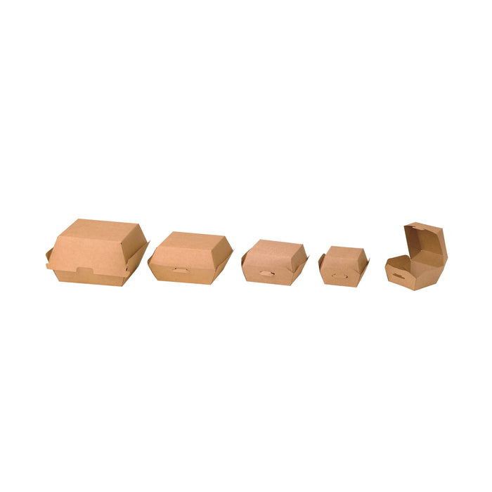 Scatola per hamburger in cartone kraft - 7,5 cm x 7,5 cm x 5 cm - 50 pezzi