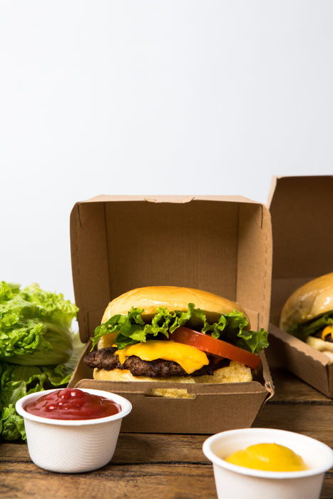 Scatola per hamburger in cartone kraft - 7,5 cm x 7,5 cm x 5 cm - 50 pezzi