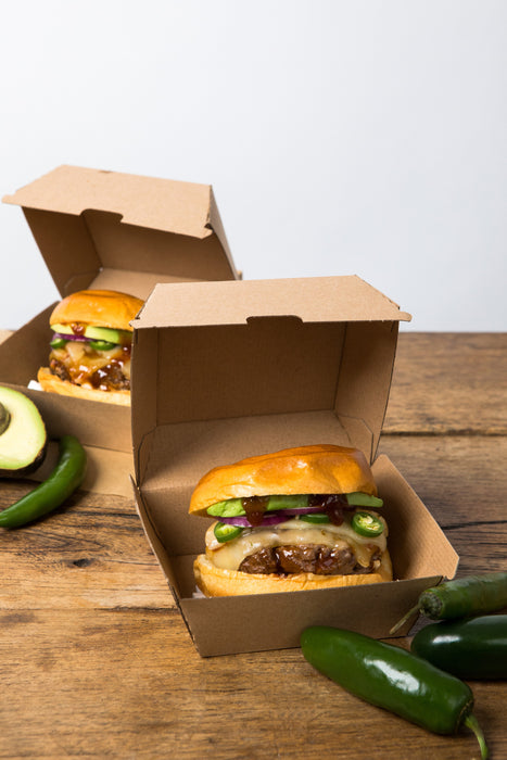 Scatola per hamburger in cartone kraft - 7,5 cm x 7,5 cm x 5 cm - 50 pezzi