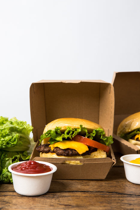 Scatola per hamburger in cartone kraft - 7,5 cm x 7,5 cm x 5 cm - 50 pezzi