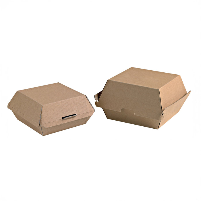 Scatola per hamburger in cartone kraft rinforzato - 14,5 cm x 13,3 cm x 8,5 cm - 50 pezzi