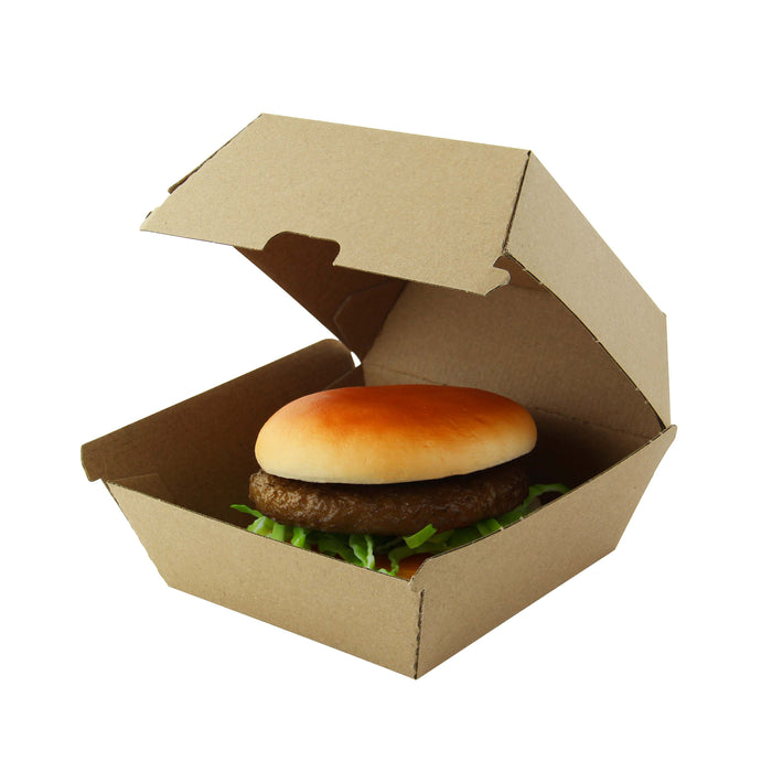 Scatola per hamburger in cartone kraft rinforzato - 14,5 cm x 13,3 cm x 8,5 cm - 50 pezzi