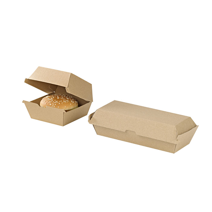 Scatola per hamburger in cartone kraft rinforzato - 17,8 cm x 15,5 cm x 8 cm - 50 pezzi
