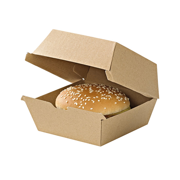 Scatola per hamburger in cartone kraft rinforzato - 17,8 cm x 15,5 cm x 8 cm - 50 pezzi