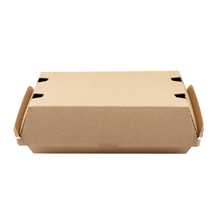 Scatola per hamburger in cartone kraft rinforzato - 22,5 cm x 12,5 cm x 8,2 cm - 25 pezzi