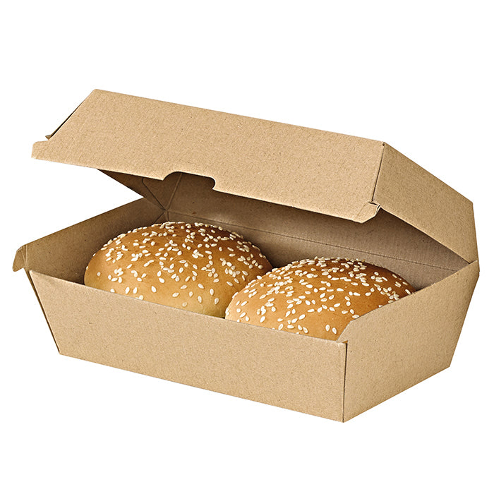 Scatola per hamburger in cartone kraft rinforzato - 22,5 cm x 12,5 cm x 8,2 cm - 25 pezzi