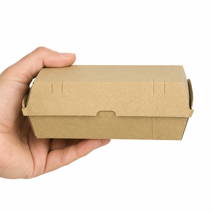 Scatola per hamburger in cartone kraft rinforzato - 24,7 cm x 13,6 cm x 7,6 cm - 25 pezzi