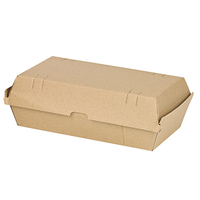 Scatola per hamburger in cartone kraft rinforzato - 24,7 cm x 13,6 cm x 7,6 cm - 25 pezzi