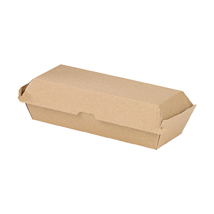 Scatola per hot dog in cartone kraft rinforzato - 25 cm x 10,7 cm x 7 cm - 25 pezzi