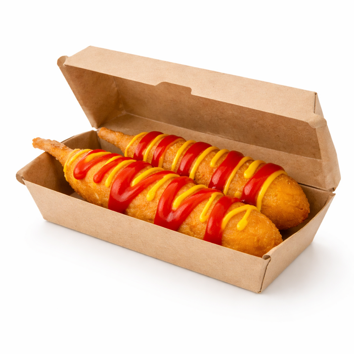 Scatola per hot dog in cartone kraft rinforzato - 25 cm x 10,7 cm x 7 cm - 25 pezzi