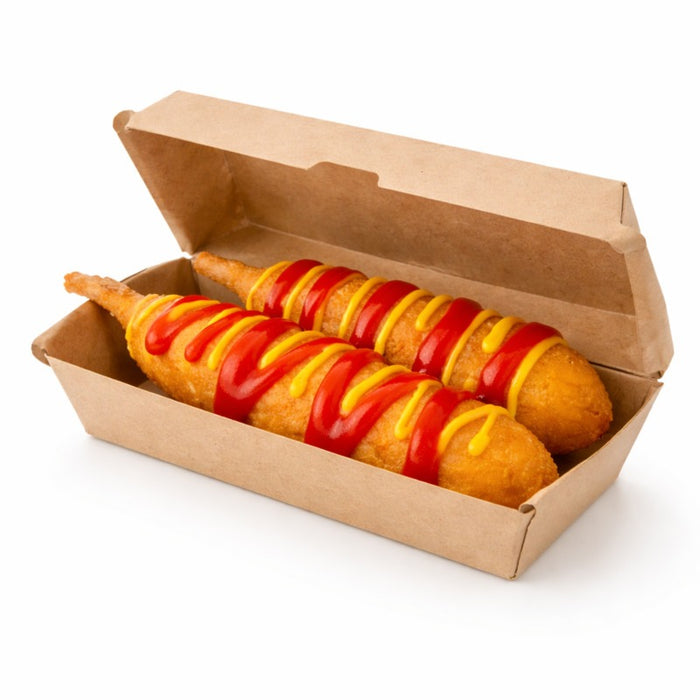 Scatola per hot dog in cartone kraft rinforzato 238x98mm H70mm