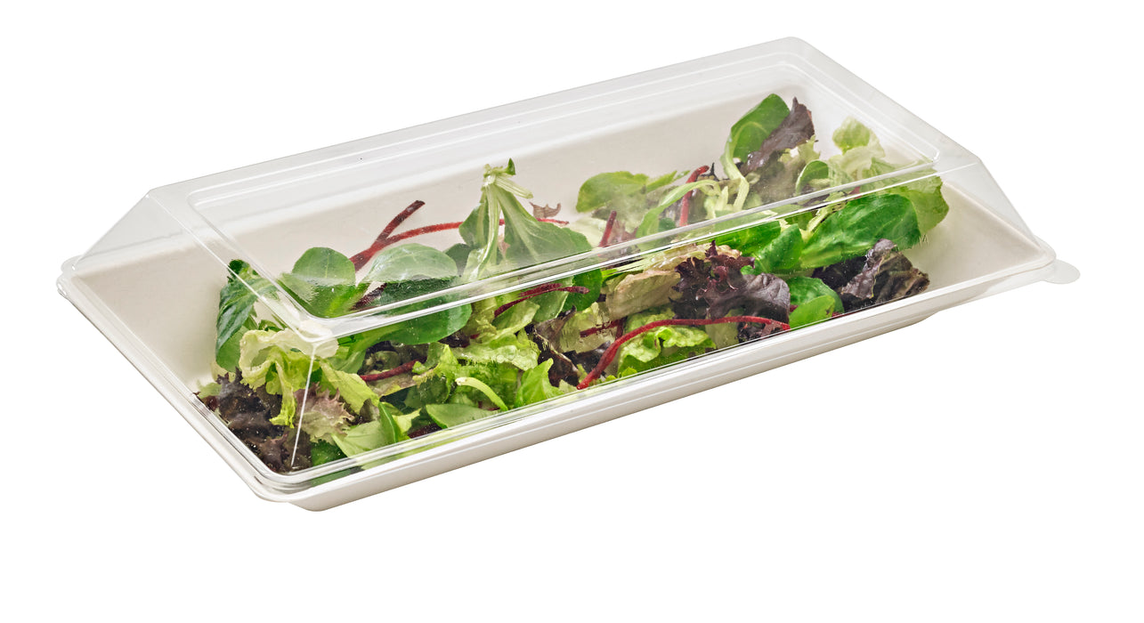 Piatto "EcoDesign" in polpa di canna da zucchero - 500 ml - 26 cm x 13 cm x 2,8 cm - 50 pezzi