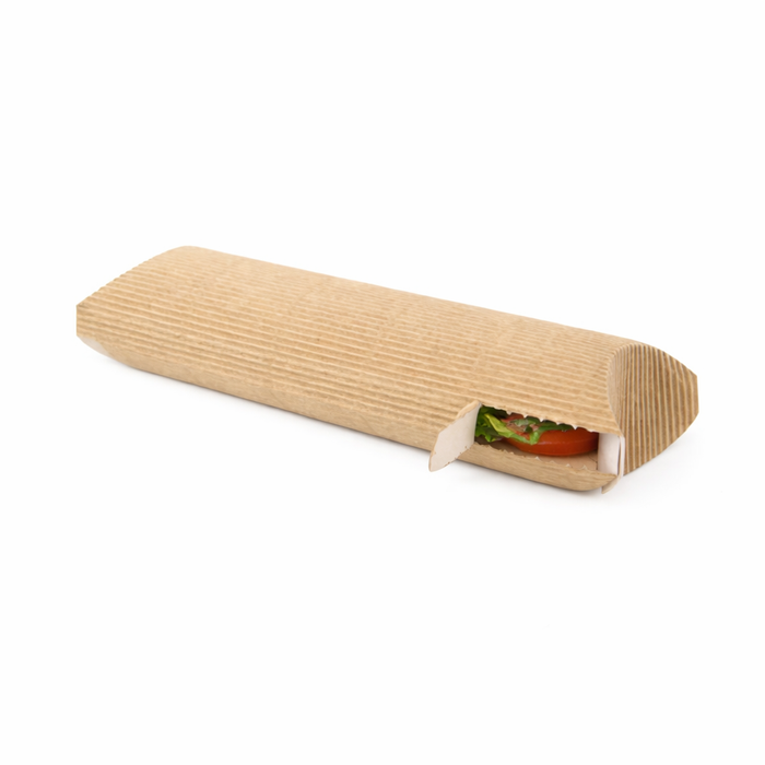 Custodia rettangolare per panino caldo in cartone rinforzato con finestra - 24 cm x 10 cm x 5,8 cm - 450 pezzi