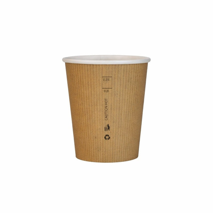 Vaso Nature Cup de cartón kraft estriado 230ml A92mm - 50Uds