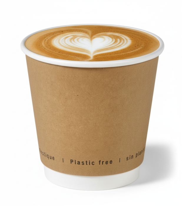 Bicchiere cartone kraft doppia parete plastic-free (PAP20)  H86mm 300ml