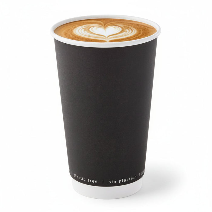 Bicchiere cartone bianco e nero doppia parete plastic-free (PAP20) - 460 ml - Ø 9 cm - H 13,6 cm - 25 pezzi