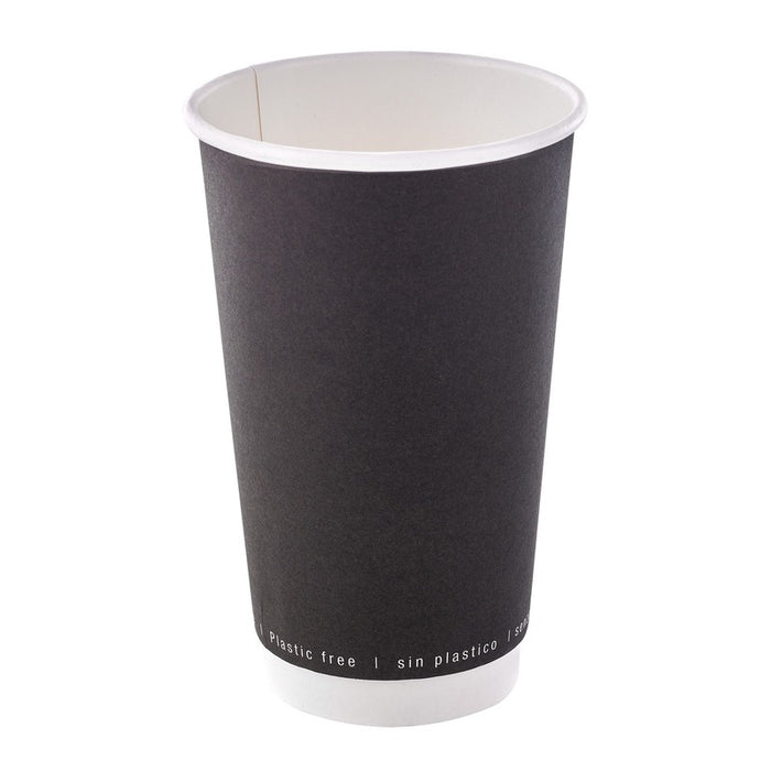 Bicchiere cartone bianco e nero doppia parete plastic-free (PAP20)  H136mm 460ml