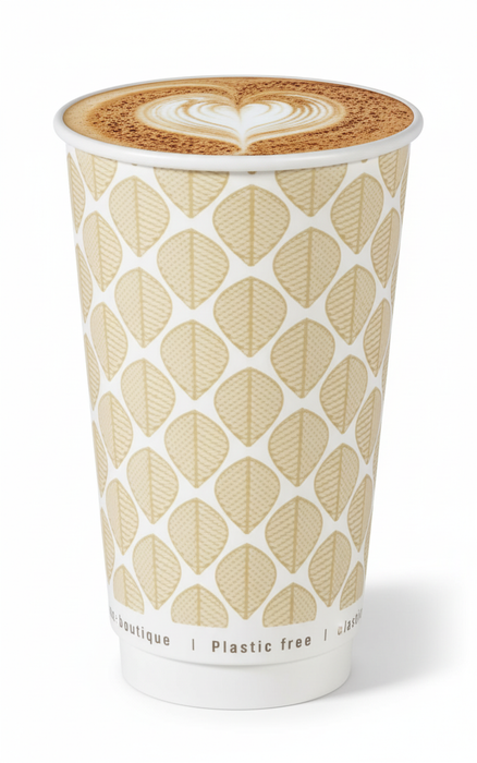 Bicchiere cartone kraft stampato doppia parete plastic-free (PAP20)  H136mm 460ml