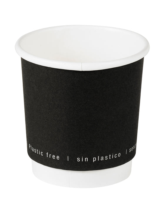 Bicchiere cartone bianco e nero doppia parete plastic-free (PAP20) - 120 ml - Ø 6,2 cm - H 6,2 cm - 25 pezzi