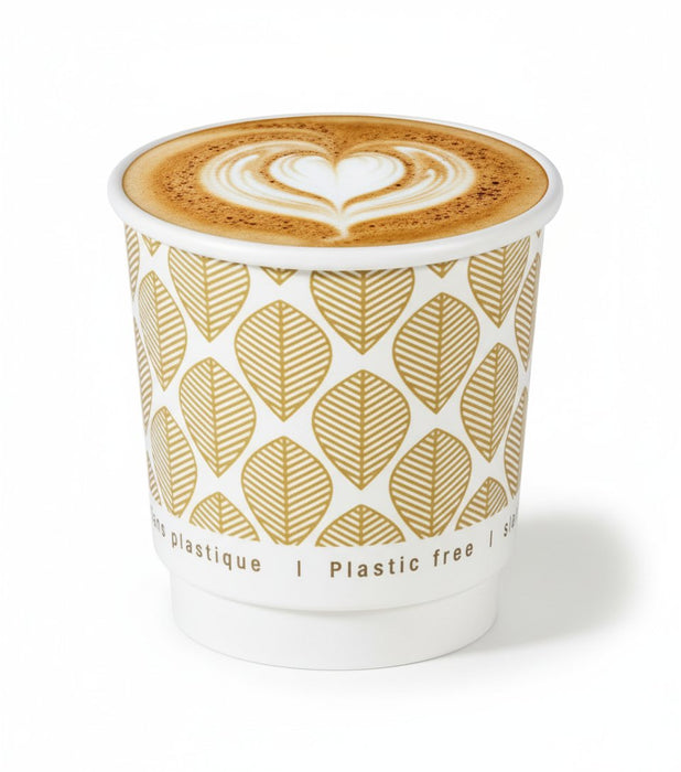 Bicchiere cartone kraft stampato doppia parete plastic-free (PAP20) - 120 ml - Ø 6,2 cm - H 6,2 cm - 25 pezzi