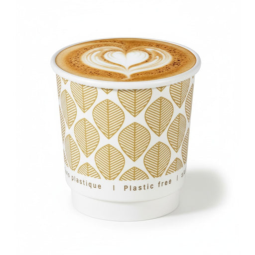 Bicchiere cartone kraft stampato doppia parete plastic-free (PAP20)  H62mm 120ml