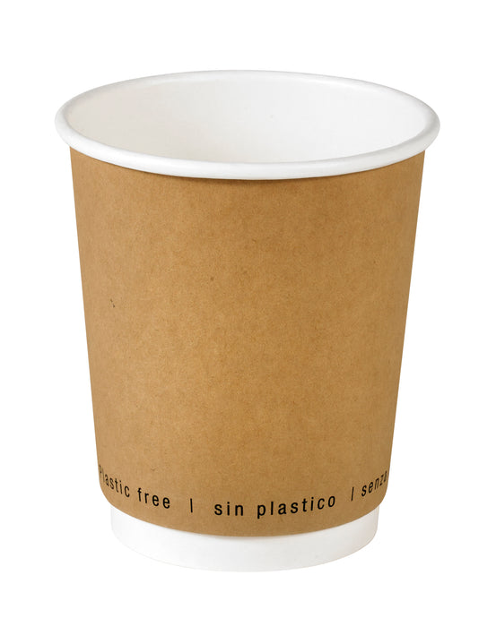 Bicchiere cartone kraft stampato doppia parete plastic-free (PAP20) - 230 ml - Ø 8 cm - H 9,2 cm - 25 pezzi