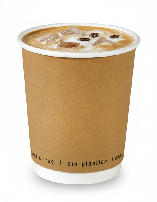 Bicchiere cartone kraft stampato doppia parete plastic-free (PAP20) - 230 ml - Ø 8 cm - H 9,2 cm - 25 pezzi