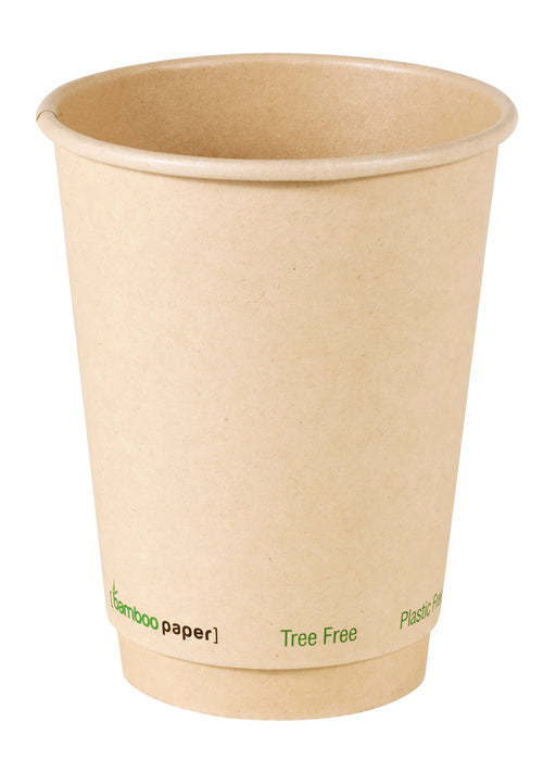 Bicchiere cartone fibra di bambù doppia parete plastic-free (PAP20) - 350 ml - Ø 9 cm - H 11 cm - 25 pezzi