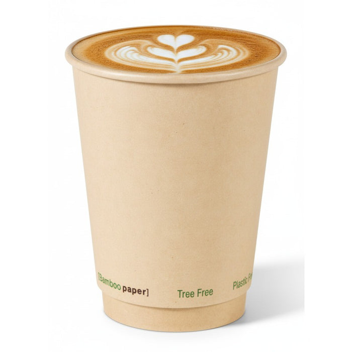 Bicchiere cartone fibra di bambù doppia parete plastic-free (PAP20)  H110mm 350ml