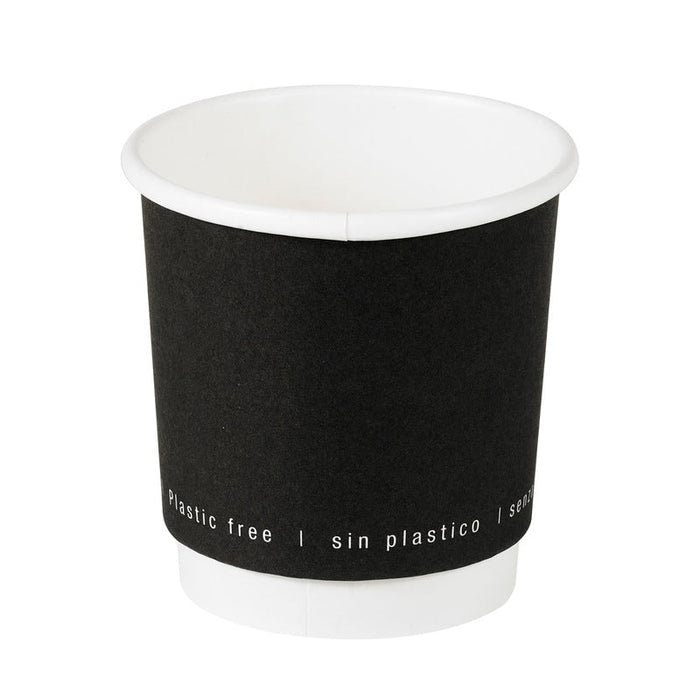 Bicchiere cartone bianco e nero doppia parete plastic-free (PAP20)  H62mm 120ml