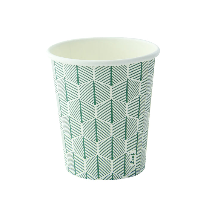 Bicchiere cartone bianco Leaf con decoro (PAP20) - 230 ml - Ø 8 cm - H 9,2 cm - 50 pezzi