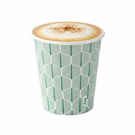 Bicchiere cartone bianco Leaf con decoro (PAP20)  H92mm 230ml