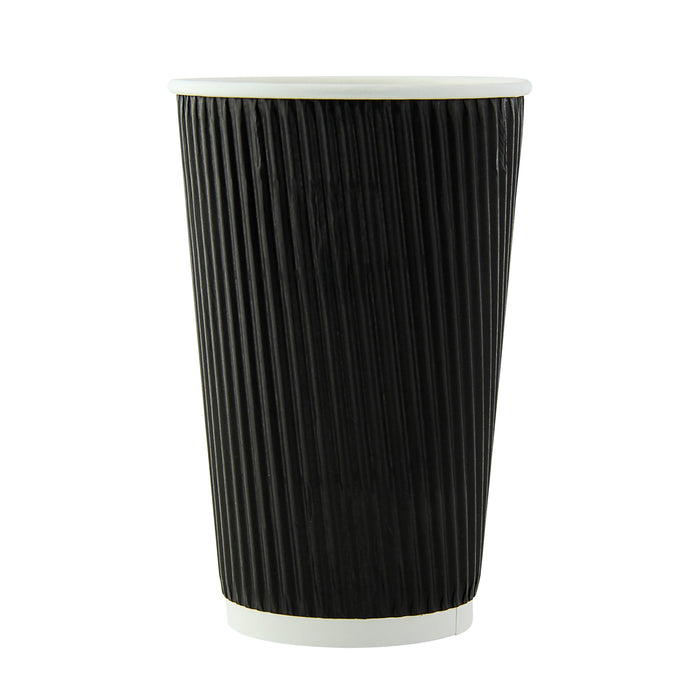 Bicchiere in cartone nero "Rippley" doppia parete - 450 ml - Ø 9 cm - H 13,6 cm - 25 pezzi