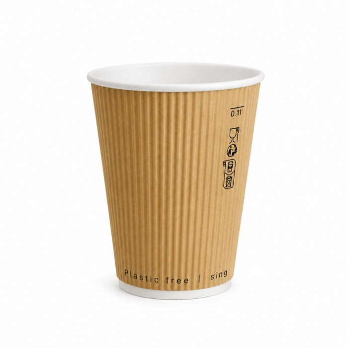 Bicchiere in cartone beige "Rippley" doppio strato  H110mm 350ml