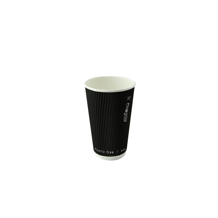 Bicchiere in cartone nero "Rippley" doppio strato - 120 ml - Ø 6,2 cm - H 6,2 cm - 50 pezzi