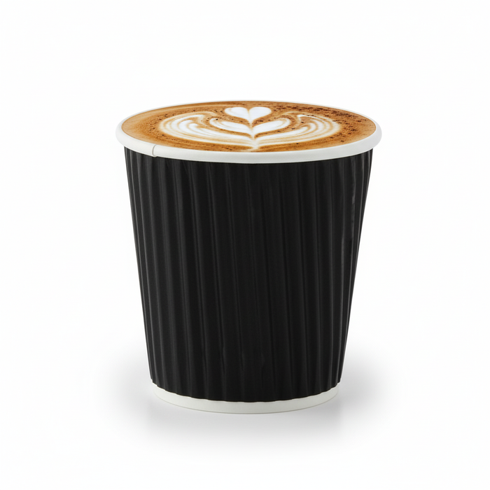 Bicchiere in cartone nero "Rippley" doppio strato  H62mm 120ml