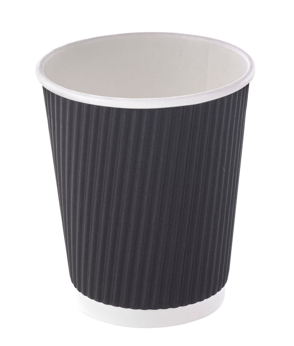 Bicchiere cartone nero doppia parete increspata (PAP20) - 230 ml - Ø 8 cm - H 9,2 cm - 40 pezzi