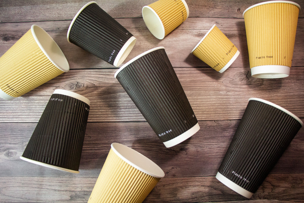 Bicchiere cartone kraft doppia parete increspata plastic-free (PAP20) - 230 ml - Ø 8 cm - H 9,2 cm - 25 pezzi