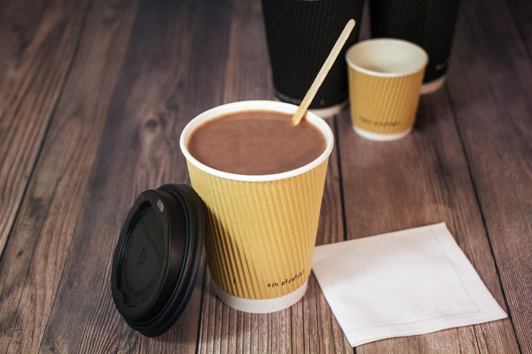 Bicchiere cartone kraft doppia parete increspata plastic-free (PAP20) - 230 ml - Ø 8 cm - H 9,2 cm - 25 pezzi