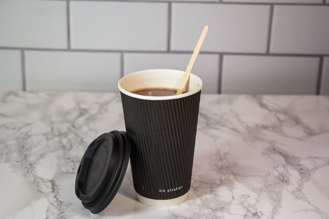 Bicchiere cartone nero doppia parete increspata plastic-free (PAP20) - 230 ml - Ø 8 cm - H 9,2 cm - 25 pezzi